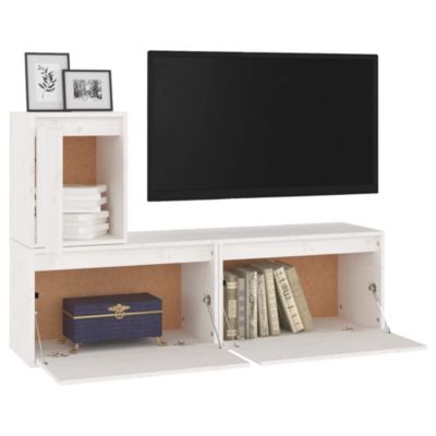 Meubles TV 3 pcs Blanc Bois massif de pin - Prolenta Premium