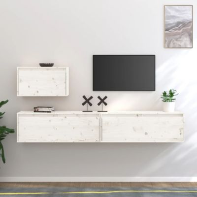 Meubles TV 3 pcs Blanc Bois massif de pin - Prolenta Premium