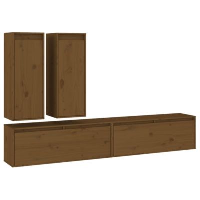 Meubles TV 4 pcs Marron miel Bois massif de pin - Prolenta Premium