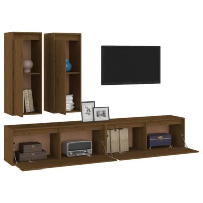 Meubles TV 4 pcs Marron miel Bois massif de pin - Prolenta Premium