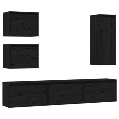 Meubles TV 6 pcs Noir Bois massif de pin - Prolenta Premium