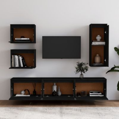 Meubles TV 6 pcs Noir Bois massif de pin - Prolenta Premium
