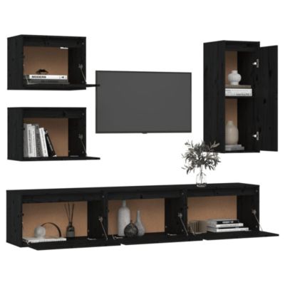 Meubles TV 6 pcs Noir Bois massif de pin - Prolenta Premium
