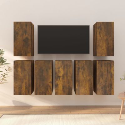Meubles TV 7 pcs Chêne fumé 30,5x30x60 cm Bois d'ingénierie - Prolenta Premium