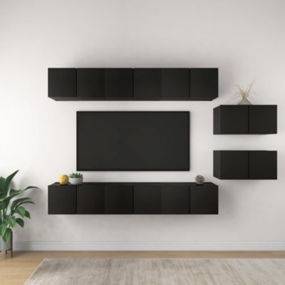 Meubles TV 8 pcs Noir Bois d'ingénierie - Prolenta Premium