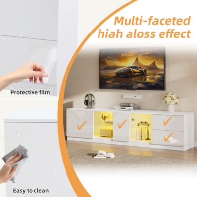Vicco Coiffeuse Blanc 190cm avec éclairage LED et banc