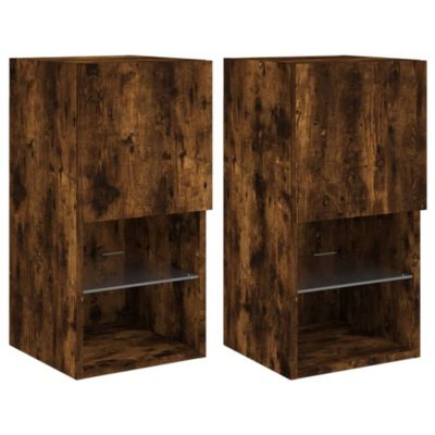 Meubles TV avec lumières LED 2 pcs chêne fumé 30,5x30x60 cm - Prolenta Premium