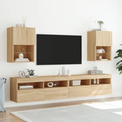 Meubles TV avec lumières LED 2 pcs chêne sonoma 40,5x30x60 cm - Prolenta Premium