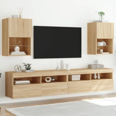 Meubles TV avec lumières LED 2 pcs chêne sonoma 40,5x30x60 cm - Prolenta Premium