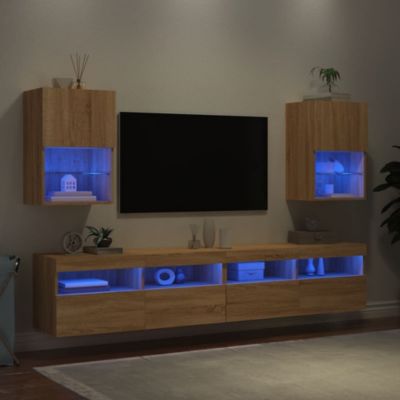 Meubles TV avec lumières LED 2 pcs chêne sonoma 40,5x30x60 cm - Prolenta Premium