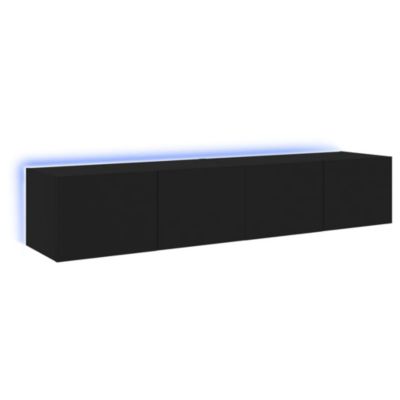 Meubles TV muraux avec lumières LED 2 pcs noir 80x35x31 cm - Prolenta Premium
