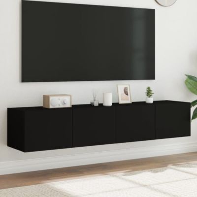 Meubles TV muraux avec lumières LED 2 pcs noir 80x35x31 cm - Prolenta Premium
