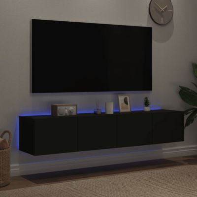 Meubles TV muraux avec lumières LED 2 pcs noir 80x35x31 cm - Prolenta Premium
