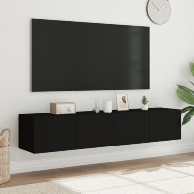 Meubles TV muraux avec lumières LED 2 pcs noir 80x35x31 cm - Prolenta Premium