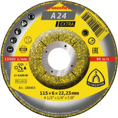 Meule à ébarber KRONENFLEX A 24 Extra 115 x 6 x 22,23mm - KLINGSPOR - 188465