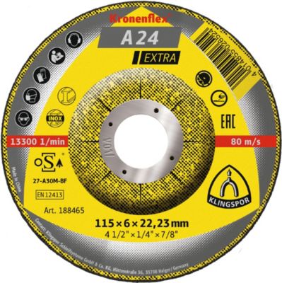 Meule à ébarber KRONENFLEX A 24 Extra 115 x 6 x 22,23mm - KLINGSPOR - 188465