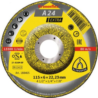 Meule à ébarber KRONENFLEX A 24 Extra 115 x 6 x 22,23mm - KLINGSPOR - 188465
