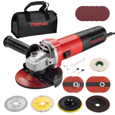 Meuleuse D'angle 1000W 2000-12000 trs/min Avec 20Accessoires,  Disque 125 mm, Disque à Lamelles Pour Couper, Meuler