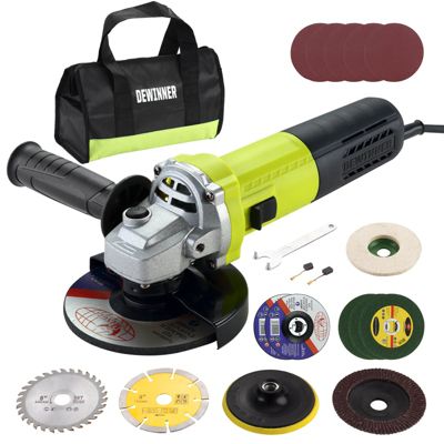 Meuleuse d'angle 125mm 1000W, coffret 20 accessoires, vitesse réglable 2000-12000tr/min, sac toile