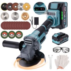 Meuleuse d'angle sans fil 125 mm, 21V Meuleuse d'angle avec 2 batteries 4,0Ah, 6 positions de réglage