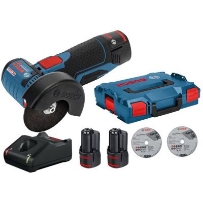 Meuleuse d'angle sans-fil GWS 12V-76 + 2 batteries 2Ah + chargeur + coffret L-BOXX - BOSCH