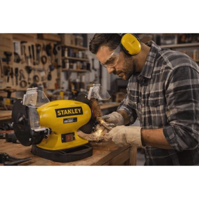 Meuleuse d'établi 330W 2 Outils Diam150mm Meule et Brosse