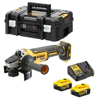 Meuleuse XR 18V 125mm + 2 batteries 5Ah + chargeur + coffret T-STAK - DEWALT - DCG405P2-QW