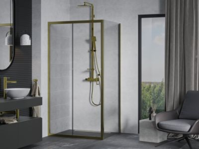 Mexen Apia cabine de douche coulissante 100 x 90 cm, transparent, or - 840-100-090-50-00