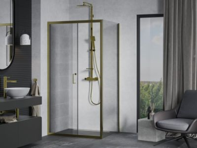 Mexen Apia cabine de douche coulissante 100 x 90 cm, transparent, or - 840-100-090-50-00