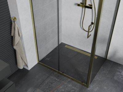 Mexen Apia cabine de douche coulissante 100 x 90 cm, transparent, or - 840-100-090-50-00