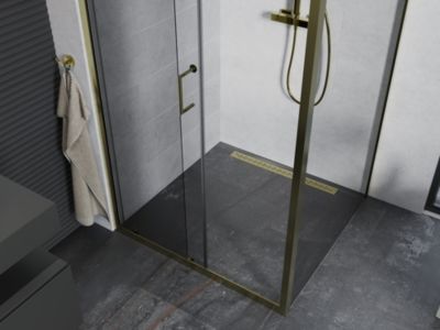 Mexen Apia cabine de douche coulissante 100 x 90 cm, transparent, or - 840-100-090-50-00