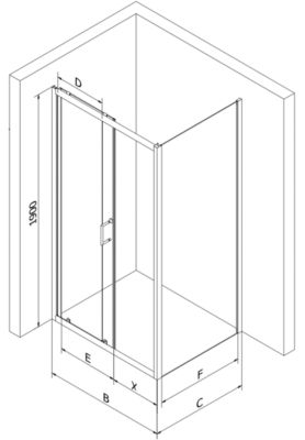 Mexen Apia cabine de douche coulissante 100 x 90 cm, transparent, or - 840-100-090-50-00