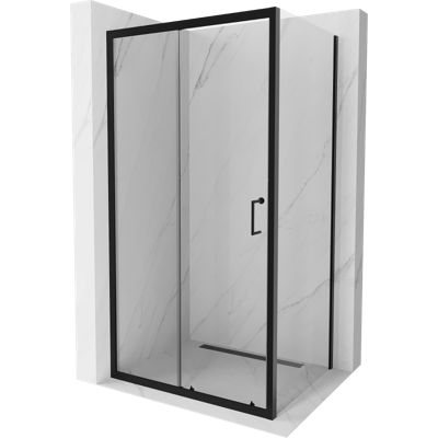 Mexen Apia cabine de douche coulissante 140 x 100 cm, transparente, noire - 840-140-100-70-00