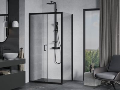 Mexen Apia cabine de douche coulissante 140 x 100 cm, transparente, noire - 840-140-100-70-00