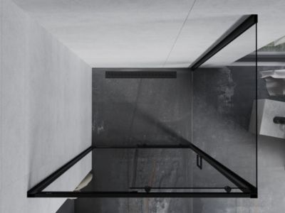 Mexen Apia cabine de douche coulissante 140 x 100 cm, transparente, noire - 840-140-100-70-00