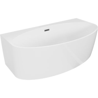 Mexen Bruna baignoire autoportante murale 150 x 82 cm, blanc brillant, trop-plein en métal gun - 52731508200-95