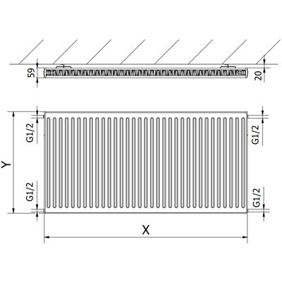 Mexen C11 radiateur à panneaux 900 x 1300 mm, raccordement latéral, 1655 W, blanc - W411-090-130-00