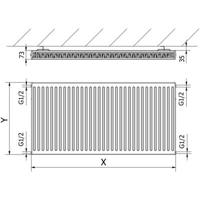 Mexen C21 radiateur à plaques 500 x 500 , connexion latérale, 554 W, blanc - W421-050-050-00