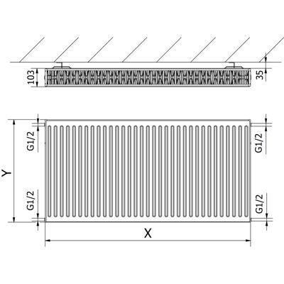 Mexen C22 radiateur plat 600 x 500 , raccordement latéral, 826 W, anthracite - W422-060-050-66