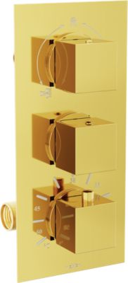 Mexen Cube mélangeur thermostatique pour baignoire-douche à 3 sorties, doré - 77503-50