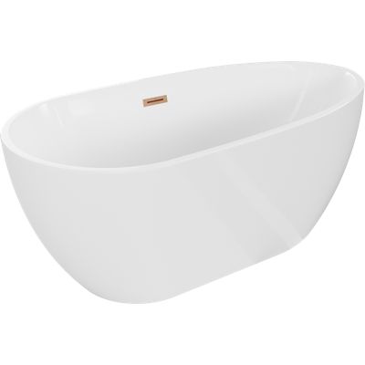 Mexen Eos baignoire autoportante 170 x 75 cm, blanche, trop-plein en cuivre brossé - 52471707500-65