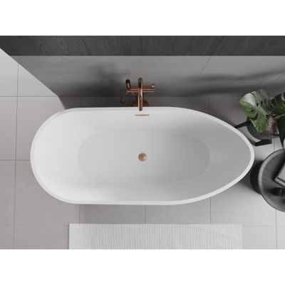 Mexen Eos baignoire autoportante 170 x 75 cm, blanche, trop-plein en cuivre brossé - 52471707500-65