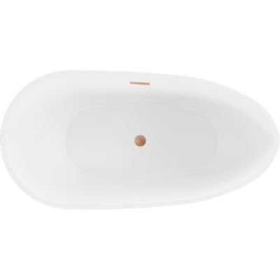 Mexen Eos baignoire autoportante 170 x 75 cm, blanche, trop-plein en cuivre brossé - 52471707500-65