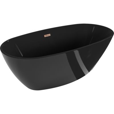 Mexen Eris baignoire autoportante 170 x 80 cm, noire, trop-plein or rose - 53441708070-60