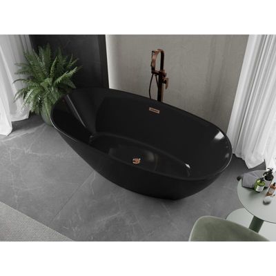 Mexen Eris baignoire autoportante 170 x 80 cm, noire, trop-plein or rose - 53441708070-60