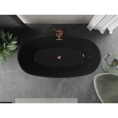 Mexen Eris baignoire autoportante 170 x 80 cm, noire, trop-plein or rose - 53441708070-60