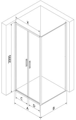 Mexen Exo cabine de douche battante 90 x 85 cm, transparent, noir - 814-090-085-70-00