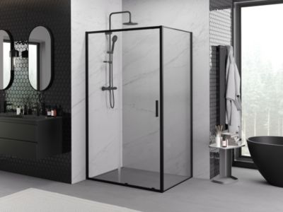 Mexen Exo cabine de douche coulissante 95 x 90 cm, transparent, noir - 8151-095-090-70-00
