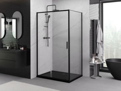 Mexen Exo cabine de douche coulissante 95 x 90 cm, transparent, noir - 8151-095-090-70-00