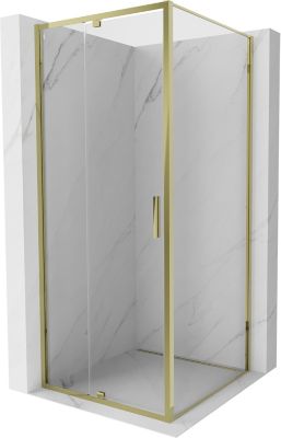 Mexen Exo cabine de douche pivotante 110 x 110 cm, transparent, or - 819-110-110-50-00